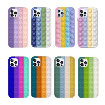 China 2021 New Design Anti-fall Pops Silicone Cell Phone Shockproof Push Back Cover Jumping Bubble Stirred Toy Phone Case Cover For Case 12 for sale