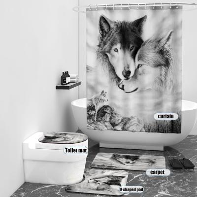 China 2021 Sustainable New Arrival Customized 180*200cm Durable Waterproof 3D Digital Printing Polyester Fabric Animal Shower Curtain For Bathroom for sale