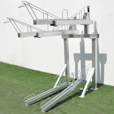 China Simply Pull Out Base Sliding Rail Hot Dip Galvanized Double Decker Two Row Bike Parking Racks for sale