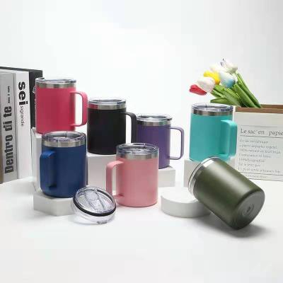 China Wholesale Cheap Insulated Viable Stainless Steel Mug 350ml 420ml Belt Handle Coffee Mug Thermos Leakproof Mug With Handle for sale