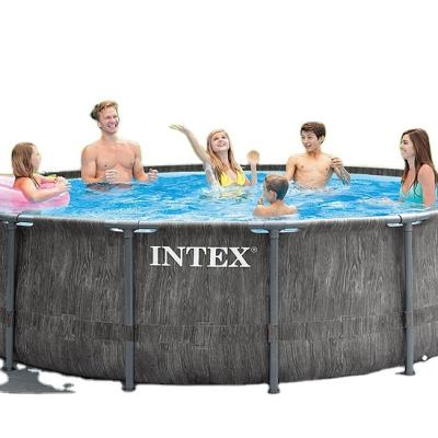 China INTEX 26742 Outdoor PVC Steel Frame Above Ground Pool Set Steel Frame Swimming Pool for sale