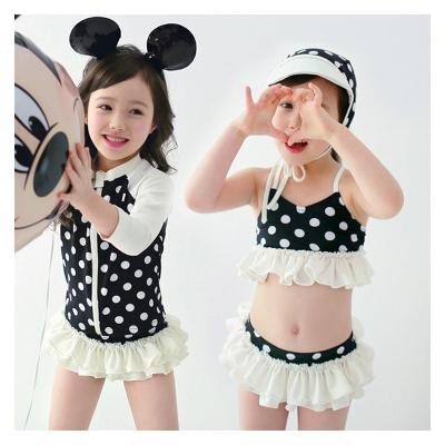 China Breathable Girls Black Bikini Swimwear Kids Ruffle Swimsuit Two Piece Swimwear for sale