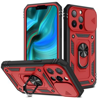 China 2022 Fashion New Shockproof Design Shockproof Shield Phone Cover With Built-in Kickstand Phone Case With Rotate Ring Holder For iPhone13 for sale