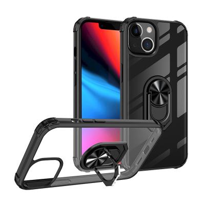 Китай Shockproof Car Use Dual Layer Clear Back Phone Shell Shockproof Full PC Protector With Strong Magnetic Metal Ring For iPhone 12/13 продается