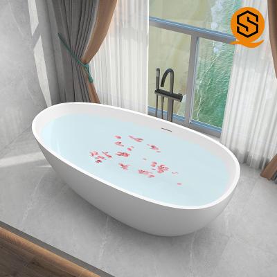 China Hotel Project Freestanding artificial stone solid surface matte white bathtub for sale