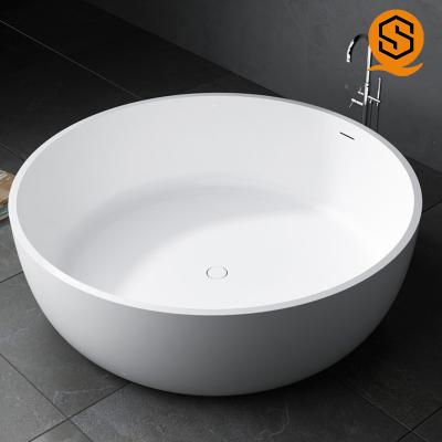 China Hotel, villa, apartment project furniture matte white large round standing artificial stone bathtub for sale