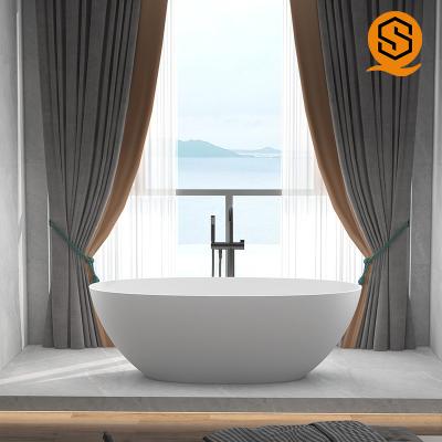 China Regular popular bath tub design artificial stone matte white black freestanding bathtub for sale