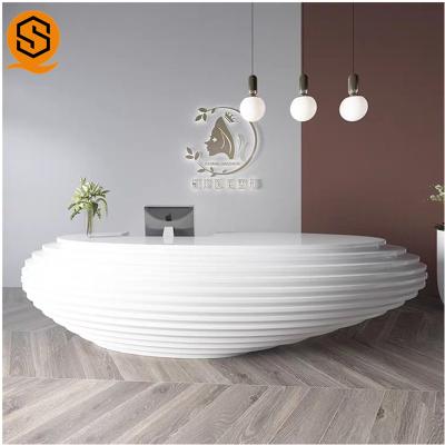 China No bubbles Curved Oval Reception Desk Airport Reception Area Desk for sale