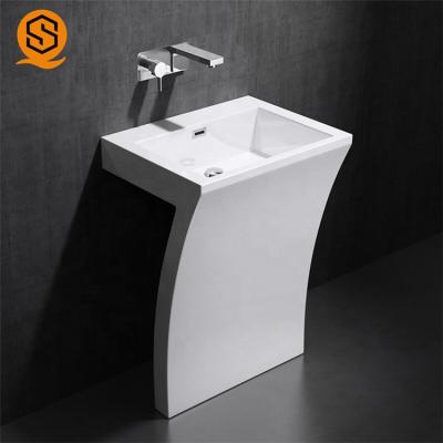 China Lavabo blanco del pedestal del lavabo superficial sólido incombustible del lavabo en venta