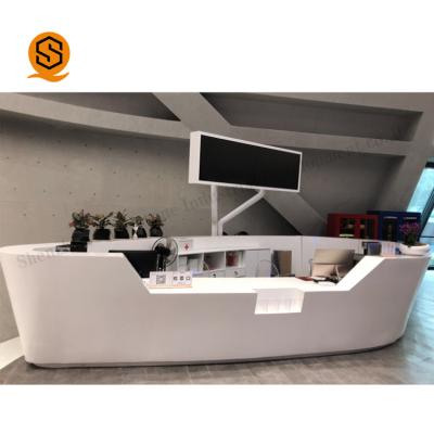 China Solid Surface Airport Reception Desk Easy Repairable SGS Certification for sale