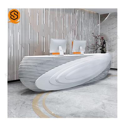 China Mostrador de recepción de piedra artificial Matte Or Glossy Surface Finish del salón de belleza en venta