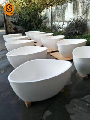 China Corian Artificial Stone Oval Triangle Shaped Bathtub Easy Repairable for sale