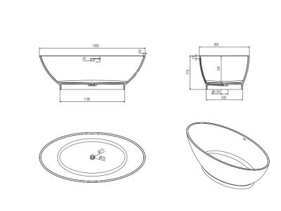 China Solid Surface Artificial Stone Bathtub Oval Freestanding Soaking Tub for sale