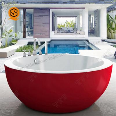 China 180cm Artificial Stone Bathtub Red Round Matte Waterproof Repairable 300C for sale