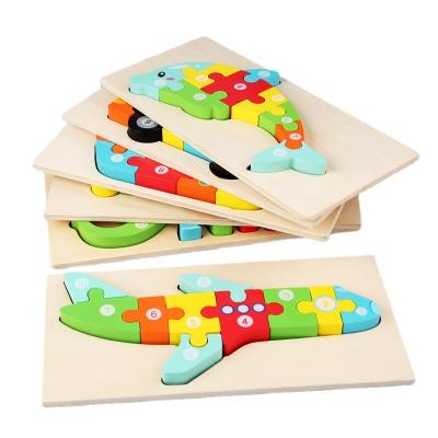 China Cartoon Toy Early Childhood Education Wooden Stereo 3D Puzzle Educational Toys Learning Puzzle Toy for sale