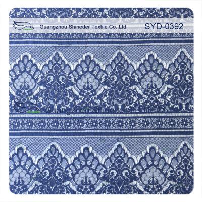 Chine Tissu de vêtement de tissu de cil de dentelle cranté par tissu en nylon de dentelle de marine à vendre