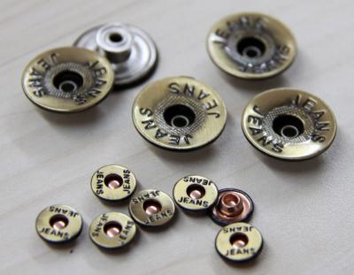 China Brass Matt / Aluminium Custom Clothing Buttons Round For Jeans for sale