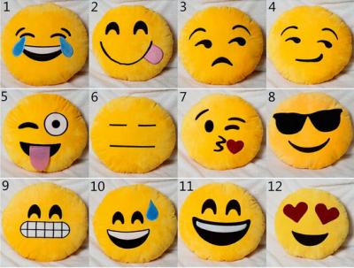 China Los amortiguadores y las almohadas redondos del amarillo del Emoticon de Emoji rellenaron el juguete de la felpa en venta