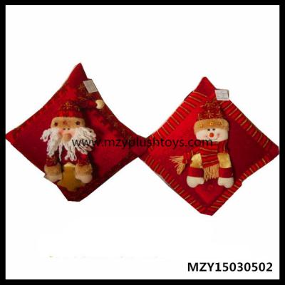 China 33*33cm Stock Red Square Christmas Decorative Plush Cushions Plush Pillow Santa Cushions for sale