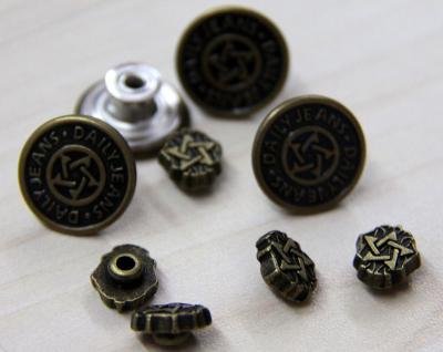 China Embossed Logo Custom Clothing Buttons Brass Reusable / Washable for sale