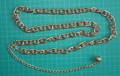 China OEM Metal gold waist chain with black and white beads For lady’s garment for sale