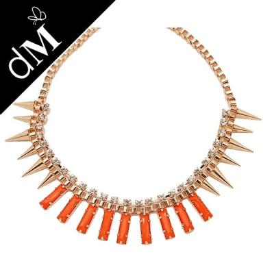 China Fashion chunky beaded handcrafted necklaces jewelry with metal studs (JNL0132) for sale