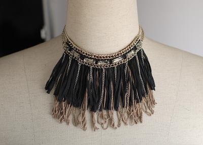 China Dress OEM Black Tassel Handmade Collar Necklace Chain, Handcrafted Necklaces for Girl for sale