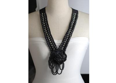 China Sweater Black Flower Chunky Handmade Beaded Necklaces for Lady for sale