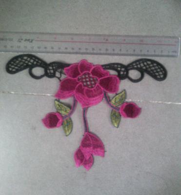 China Pink Water soluber Embroidery collar pattern for garment accessory for sale