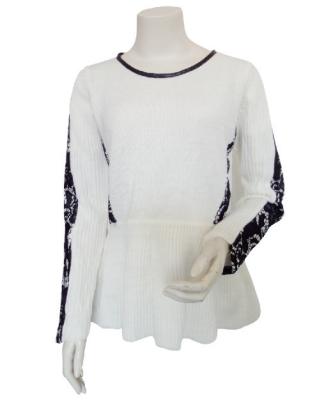 China Lace panelled PU neck trim Ladies Pullover Sweaters wear clothes or customized for sale