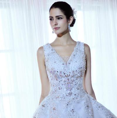 Cina Vestiti da sposa in rilievo di lusso dal cristallo di rocca, vestiti da sposa gonfi di Tulle delle donne in vendita