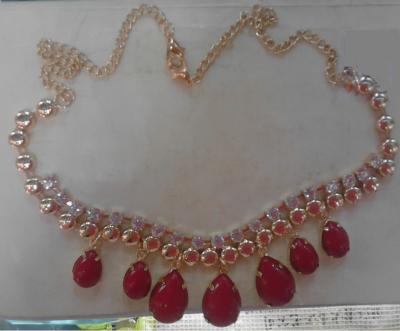 Chine Collier fait main de fausse pierre rouge FAITE SUR COMMANDE avec des agrafes de chaîne et de homard d'or à vendre