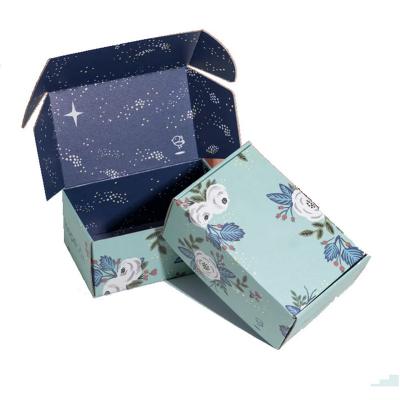 China OEM Recyclable Floral Printed Corrugated Paper Mailing Box Ad Packaging Small for sale