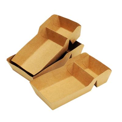 China Recycled Materials Wholesale Recyclable Fried Chicken Burger Container Water /Oil Waterproofing Kraft Paper Food Packaging Paper Boat Box for sale