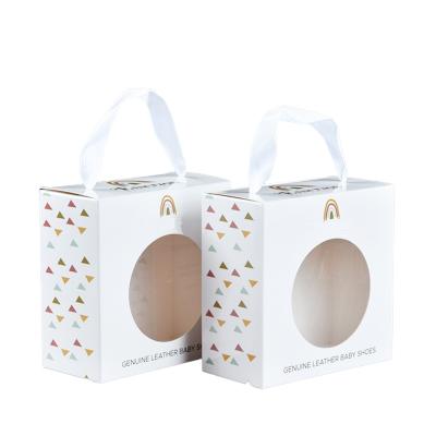 China Recycled Materials Baby Headband Newborn Baby Products Custom Packing Box With PVC Clear Window Portable Box for sale