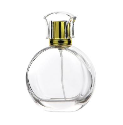 China 110ml Personal Care Shape Glass Flat Perfume Bottle With Pump Glass Sprayer for sale