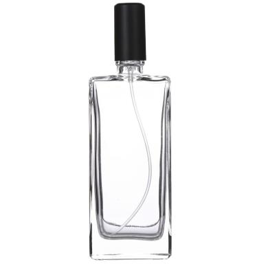 China 150ml Personal Care Crystal Super Clear Glass Perfume Bottle With Pump Sprayer Black Cap for sale