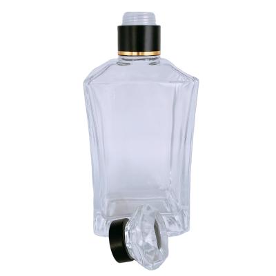 China Liquor Vodka Brandy Liquor Alcohol Clear Glass Bottles With Glass Cork for sale