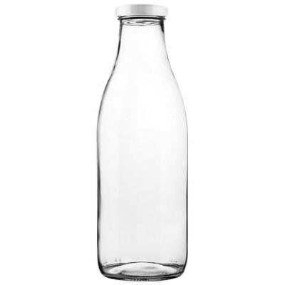 China Daily Life Clear Embossed Glass Milk Bottles 500ml 1000ml 2000ml for sale