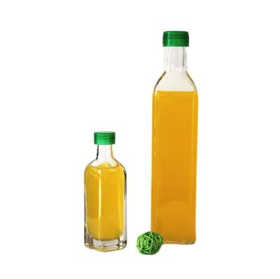 China Food Around Square Empty Factory Clear Glass Bottle For Olive Oil 250ml 500ml 750ml 1000ml for sale