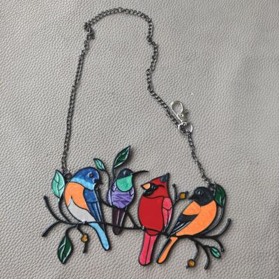 China China Wholesale Fashion Birds Stained Glass Hangings for Shop Classroom Home Decoration for sale