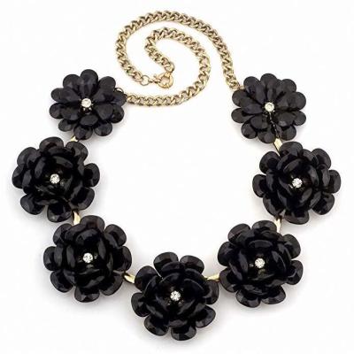 China Colorful Cute Chunky Statement Necklace Flower Bib for sale