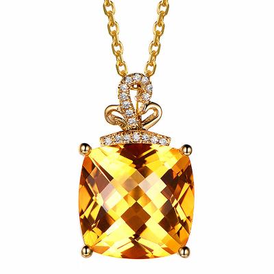 China Cute Hot Selling Yellow Crystal Fat Square Diamond Pendant Necklace Jewelry for sale