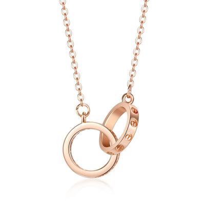 China New Designing Cute Rose Gold Two Circles Necklace Jewelry With High Quality for sale