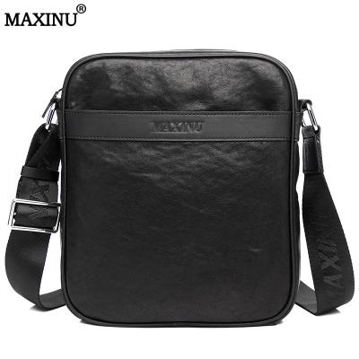 China Wholesale high quality MAXINU small white black pure leather single cross bag for men's leisure pocket bag for sale