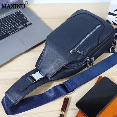 China High Quality MAXINU ECO Foam Chest Bag Mens Natural Blue Lightweight Cowhide Messenger Bag For Men for sale