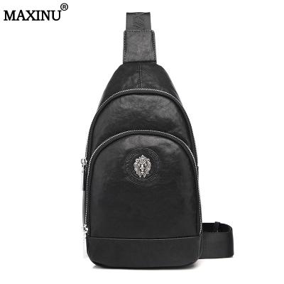 China MAXINU high quality luxury fashionable soft black genuine leather side bag men bolsos de pecho for sale