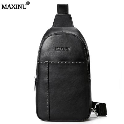 China High Quality MAXINU Low MOQ Real Leather Simple Fashion Chest Daypack Custom Logo Sling Bag Men Large Capacity for sale