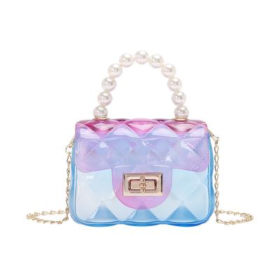 China Jelly Bags Big Capacity Clear PVC Women Female Sling Handbags Portable Cheap Pearl Leisure Mini Mini Handbags for sale