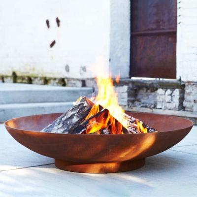 China Stocked Corten Steel Round Wood Bowl Outdoor Garden Fire Pit for sale